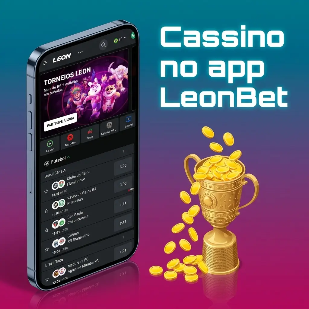 Tela do cassino no app LeonBet no iOS com categorias e jogos populares como Fortune Tiger, Sweet Bonanza e roleta ao vivo