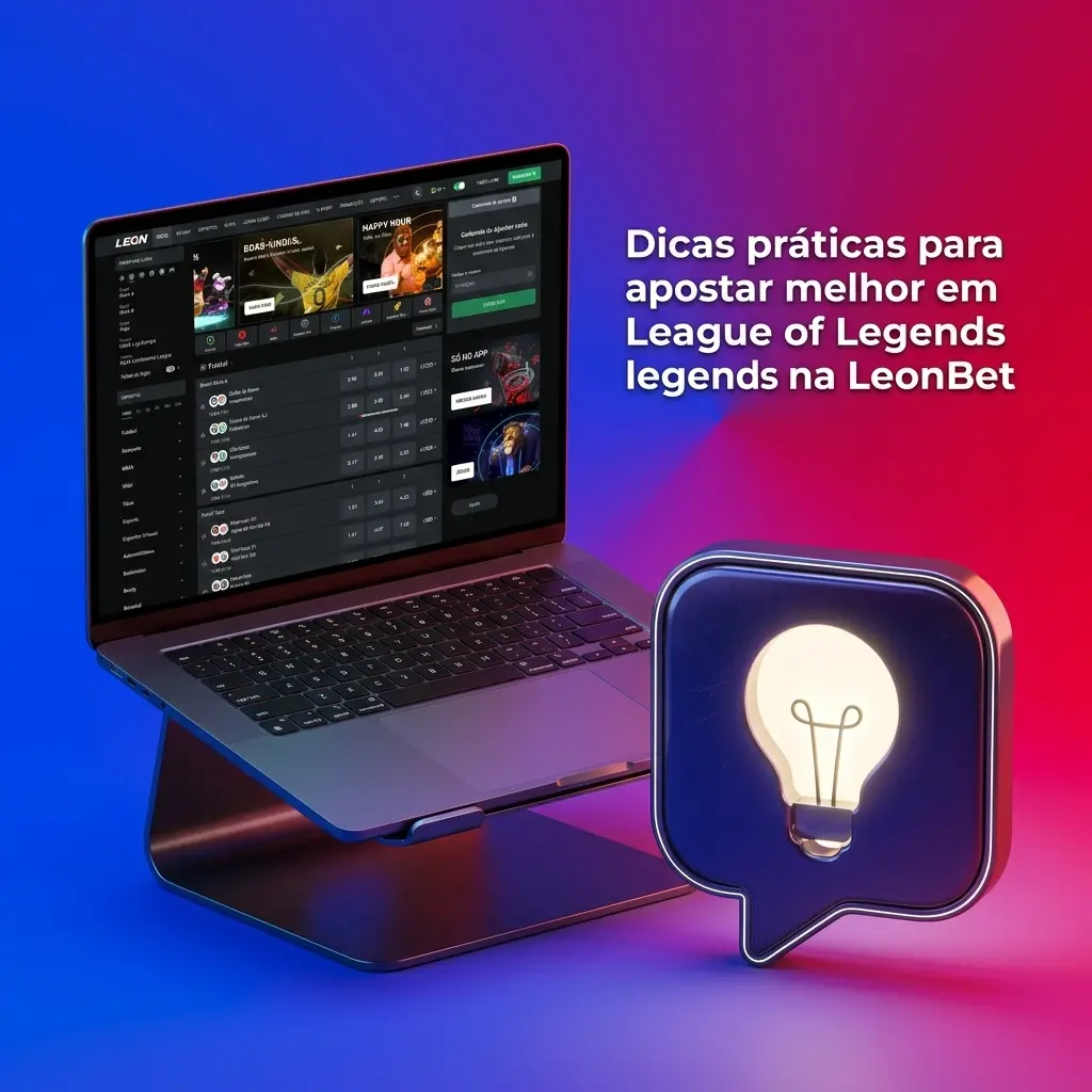 Apostador analisando partidas de League of Legends, odds e estatísticas na LeonBet, com dicas de banca, meta e draft