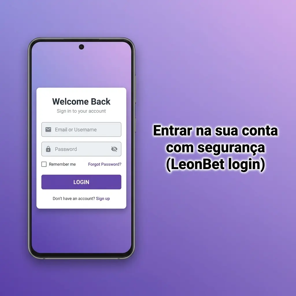 Tela de login segura do LeonBet com campos de e-mail/telefone, senha e verificação para acessar conta e carteira