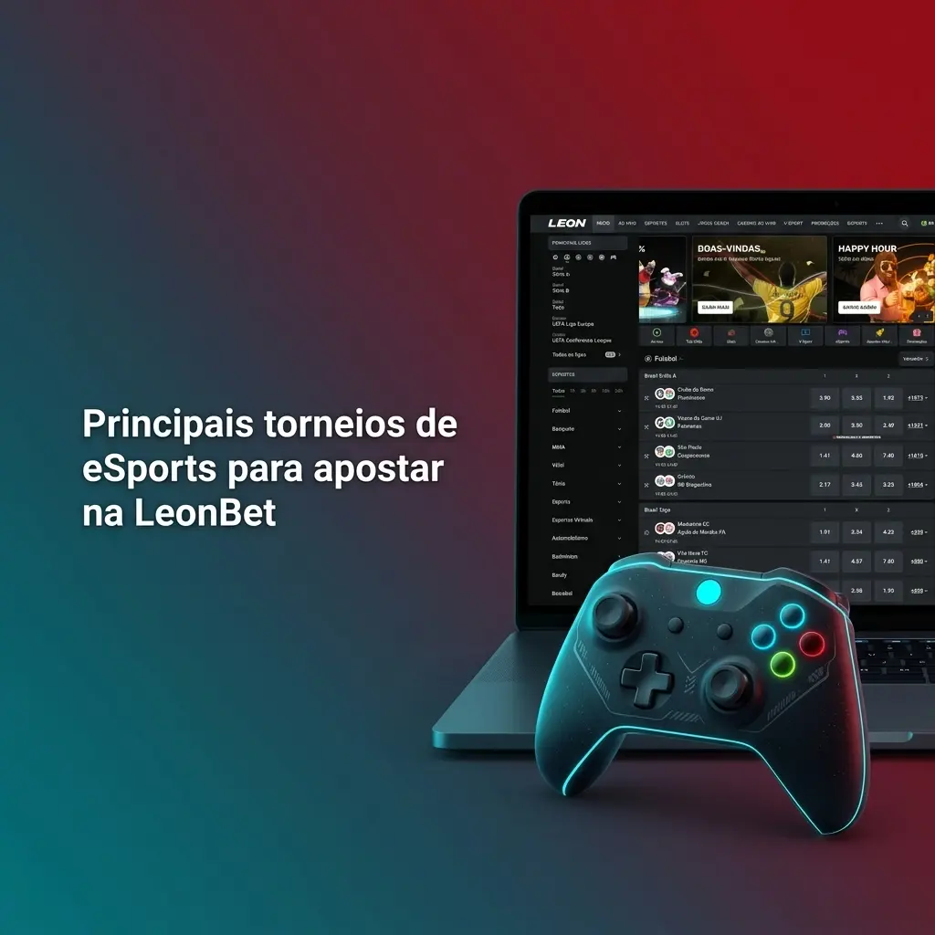Tabela com principais torneios de eSports para apostar na LeonBet, por jogo: CS2, Dota 2, LoL, Valorant e mais